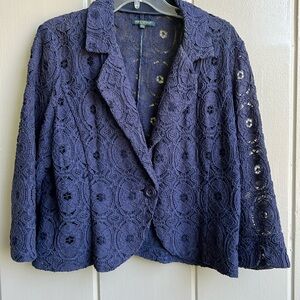 For Cynthia Navy Blue Lace Jacket_Size PXL